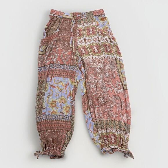 Olivaceous Pants Womens Size Large Boho Mixed Prints Jogger Flowy Pink - Picture 1 of 8